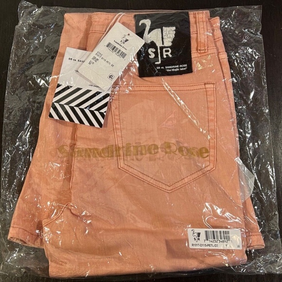 Sandrine Rose x Free People Super Flare Denim Jeans Petal Pink Size 30 - NWT - Picture 8 of 14